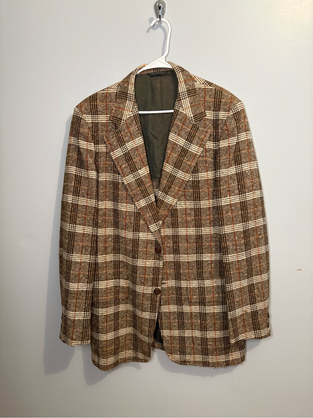 Vintage Michaels Stern Men's Brown Plaid Blazer Single Breasted Jacket